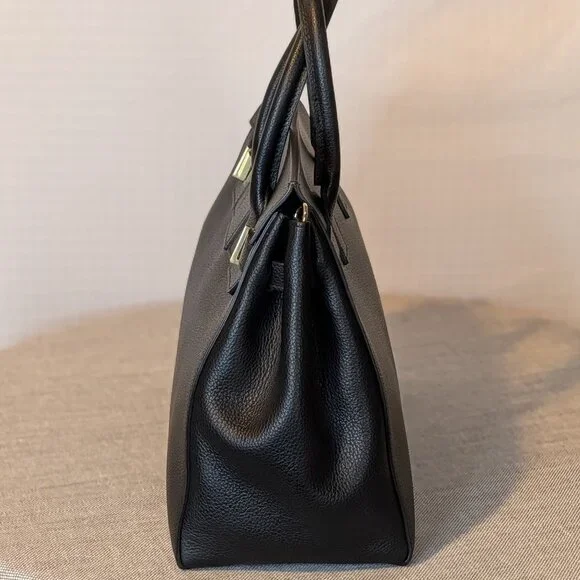 Teddy Blake Gigi 13” Black Dollarino Leather Satchel NWOT - Picture 5 of 9